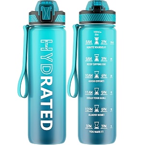 qlur water bottle with straw 32oz sports water bottles with time marker