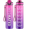 QLUR Water Bottle with Straw, 32oz Sports Water Bottles with Time Marker