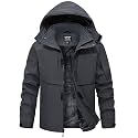 QMP Winter Jackets For Men with Hoode Ski Snow Snowboarding Waterproof Fleece Liner Coats Windproof Raincoat 6 Pockets
