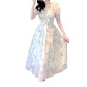 QNNGXX Summer French Vintage Floral Chiffon Dress