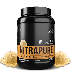 qnt nitrapure blend of whey isolate amp concentrate  1kg kesar malai kulfi  enriched with ashwagandha ginseng amp tribulus  best whey protein for muscle gain  28g protein 3g creatine per scoop