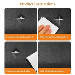 QONETIC 2 Pcs Black Self-Adhesive Leather Repair