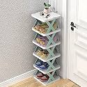 QONETIC 6 layer shoe rack, stackable storage organizer for bedroom entryway, adjustable rack, slots shelf, easy clean tower rack shoes home portable slippers shelf organiser footwear space saving