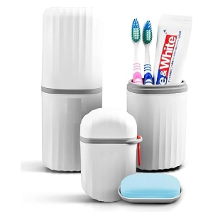 qonetic travel soap case amp toothbrush holder  leak-proof waterproof storage box for bathroom travel amp camping  compact toothbrush cover amp soap box  white