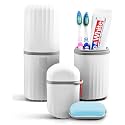 Qonetic Travel Soap Case & Toothbrush Holder – Leak-Proof Waterproof Storage Box for Bathroom, Travel & Camping – Compact Toothbrush Cover & Soap Box – White