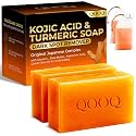 QOOQ Turmeric Kojic Acid Soap for Dark Spot Remover - Facial Cleansing Bar