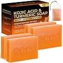 QOOQ Turmeric Kojic Acid Soap for Dark Spot Remover - Facial Cleansing Bar