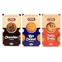 Qoot Premium Cookies Combo (Rich Coconut, Choco Chip &amp; Tooty Fruity) 200g X 3 | Crispy &amp; Crunchy Biscuits, Healthy &amp; Tasty Cookies | All-Natural Ingredients | Freshly Baked Snacks for Tea-Time