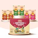 Qoot Premium Happiness Cookies Gift Hamper | 6 Packs (1200g) – 2 Each of Fruit Jam, Mix Dry Fruit &amp; Badam Cookies | Fresh-Baked, Rich &amp; Flavorful | Perfect Festive &amp; Corporate Gift Box for Family &amp; Friends | I