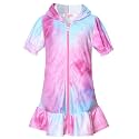 QPANCY Girls Hooded Zip Terry Coverups Swim Beach Cover-Up Cotton Summer Short Sleeve