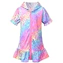 QPANCY Girls Hooded Zip Terry Coverups Swim Beach Cover-Up Cotton Summer Short Sleeve