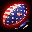 QPAU Glow in the Dark Football, Strong Grip Light Up Football for Kids 6-12