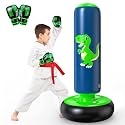 QPAU Inflatable Punching Bag, 48 Inch Stable Inflatable Boxing Bag for 3-6 Kids,Dinosaur Toy & Gifts for Boys and Girls, Kids Boxing Set for Practicing Karate, Taekwondo
