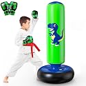 QPAU Inflatable Punching Bag, 48 Inch Stable Inflatable Boxing Bag for 3-6 Kids,Dinosaur Toy &amp; Gifts for Boys and Girls, Kids Boxing Set for Practicing Karate, Taekwondo
