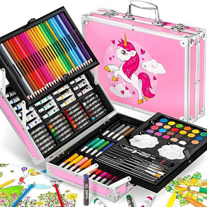 qpbm 145 pcs professional deluxe art set drawing kit with colored pencils markers