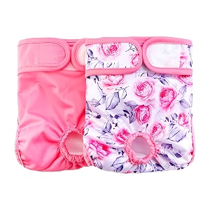 qpets female dog diapers reusable 2 pack medium 14-20 inch
