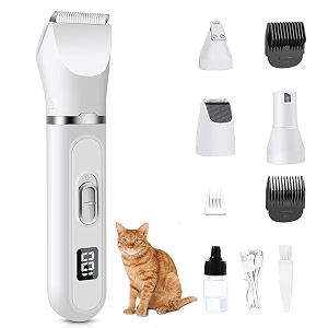 qpets dog hair trimmer 4 in 1 grooming kit low noise usb rechargeable