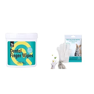 qpets finger dental wipes 50 count amp cleaning gloves 6 pcs aloe vera