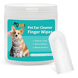 qpets 50 pcs pet ear cleaner finger wipes dogs cats daily grooming