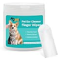 Qpets 50 Pcs Pet Ear Cleaner Finger Wipes Dogs Cats Daily Grooming