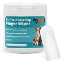 Qpets® 50 PCS Wet Wipes for Dogs, Pet Wet Wipes for Cats Dogs, Non-Woven Dog Wet Wipes for Cleaning Finger Cat Cot Grooming Wipes Suit for Pet Daily Teeth &amp; Paw Care Cleaning Wipes