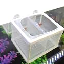 Qpets® Aquarium Fish Breeding Box in-Tank Floating Breeding Box with Suction Cups Small Nylon Mesh Quarantine Fish Tank Box with Insert Panels Plastic Aquarium Fish Breeding Box, (16 * 14 * 15cm)
