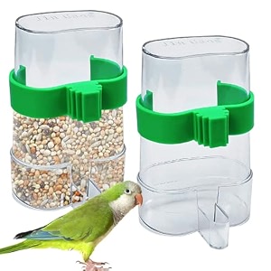 qpets bird feeder for cage 2pcs bird feeder transparent bird feeder for dry food or water universal external bird feeder for cage large capacity bird feeder for parakeet