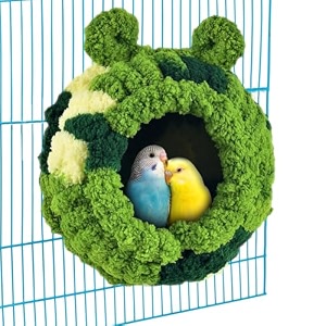 qpets bird nest for cage hanging plush parrots nest bird hammock for cage semicircle birds nest for cage small pet bed for parakeet budgies cockatiels - 17585cm diameter 12cm