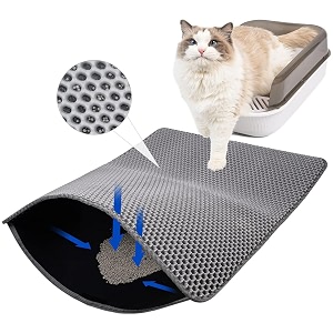 qpets cat litter mat large 4060cm eva double layer open edge grey washable
