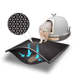 qpets cat litter mat 45  60cm black honeycomb double layer waterproof eva