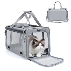 qpets cat and small dog carry bag foldable mesh travel case