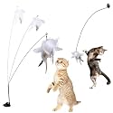 Qpets Cat Teaser Wand Feather Suction Cup Interactive Indoor Felines