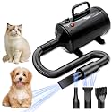 Qpets Dog Hair Dryer, 5.2HP/2800W Adjustable Speed, 3 Nozzles