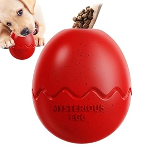 qpets dog egg bowl ball slow feeder licking rubber food dispenser