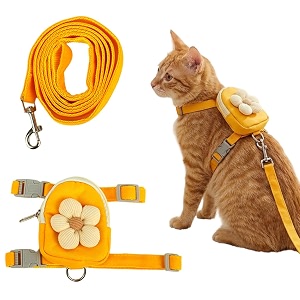 qpets dog harness and leash set for small dogs cats yellow m
