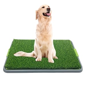 qpets dog potty training pad triple layer puppy potty pee training pad realistic grass surface spill-proof dog potty training pad for large medium dogs - 167x165 inches