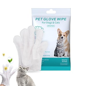qpets pet wipes gloves 6pcs pet cleaning gloves disposable dry cleaning tool cats and dogs grooming wipes gloves skin friendly for wipe claws ear feet butt