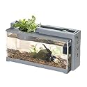 Qpets® Small Fish Tank for Betta Fish with LED Light & Air Pump | USB Powered Desktop Aquarium | Hydroponics Pot | Stylish Home Office Decor (31.5×13×16.5cm)