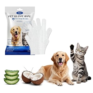 qpets wet wipes for dogs amp cats 6 pcs grooming gloves waterless cleaning