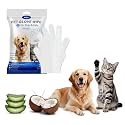 Qpets Wet Wipes for Dogs & Cats, 6 PCS Grooming Gloves, Waterless Cleaning