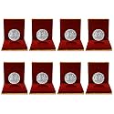 QPID German Silver Coins 10 Grams Silver Plated for Diwali Gift Items for men, women, staff, customer, clients, corporate with Velvet Gift Box (Pack of 8) Dhanteras