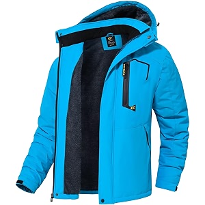 QPNGRP Mens Waterproof Fleece Ski Jacket Windproof