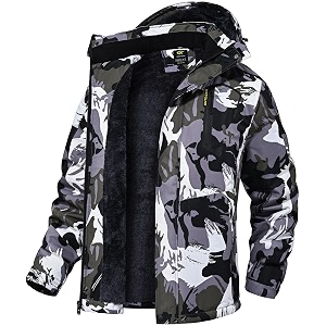 QPNGRP Mens Waterproof Fleece Ski Jacket Windproof