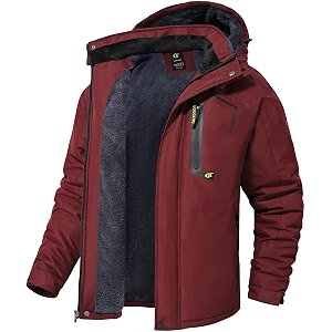 QPNGRP Mens Waterproof Fleece Ski Jacket Windproof