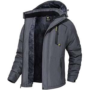 QPNGRP Mens Waterproof Fleece Ski Jacket Windproof