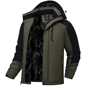 QPNGRP Mens Waterproof Fleece Ski Jacket Windproof