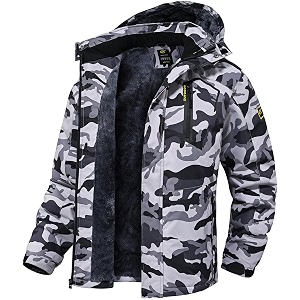 QPNGRP Mens Waterproof Fleece Ski Jacket Windproof