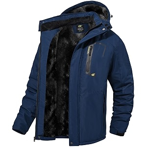 QPNGRP Mens Waterproof Fleece Ski Jacket Windproof