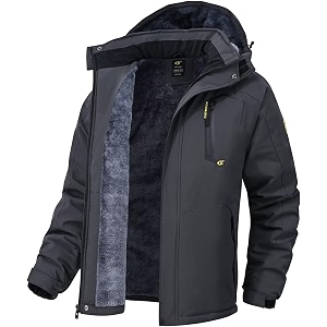 QPNGRP Mens Waterproof Fleece Ski Jacket Windproof
