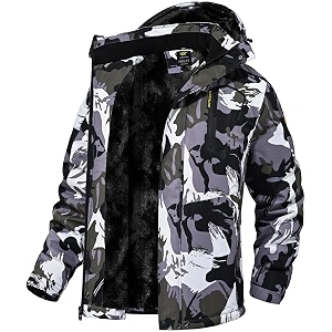 QPNGRP Mens Waterproof Fleece Ski Jacket Windproof